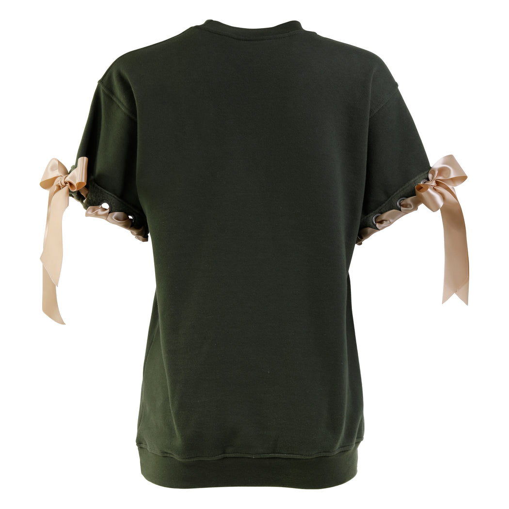 Crewneck with Ribbon in Olive