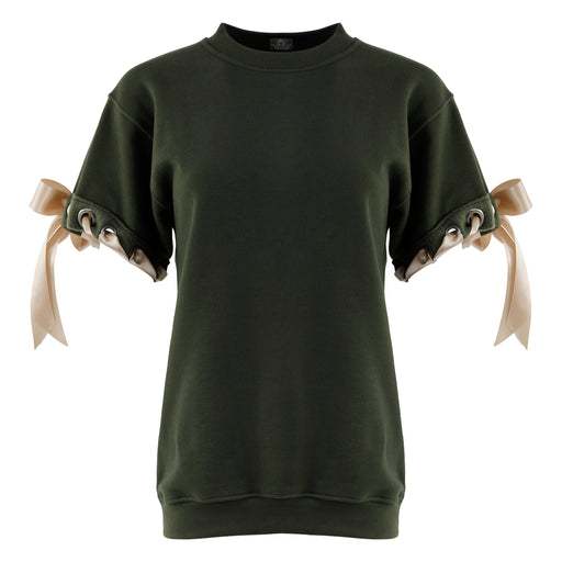 Crewneck with Ribbon in Olive