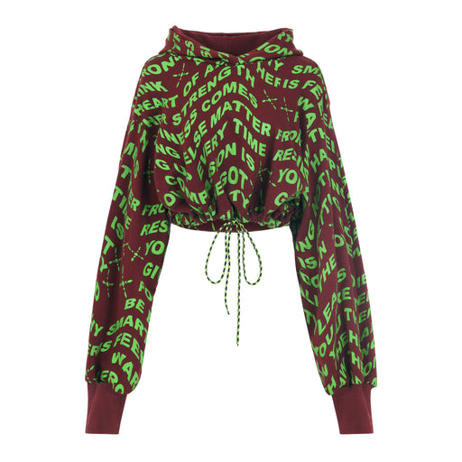 cropped hoodie, burgundy