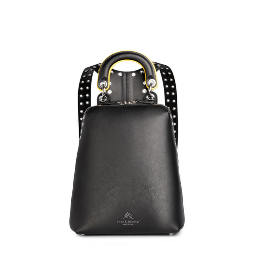 Mini designer backpack in black leather for women