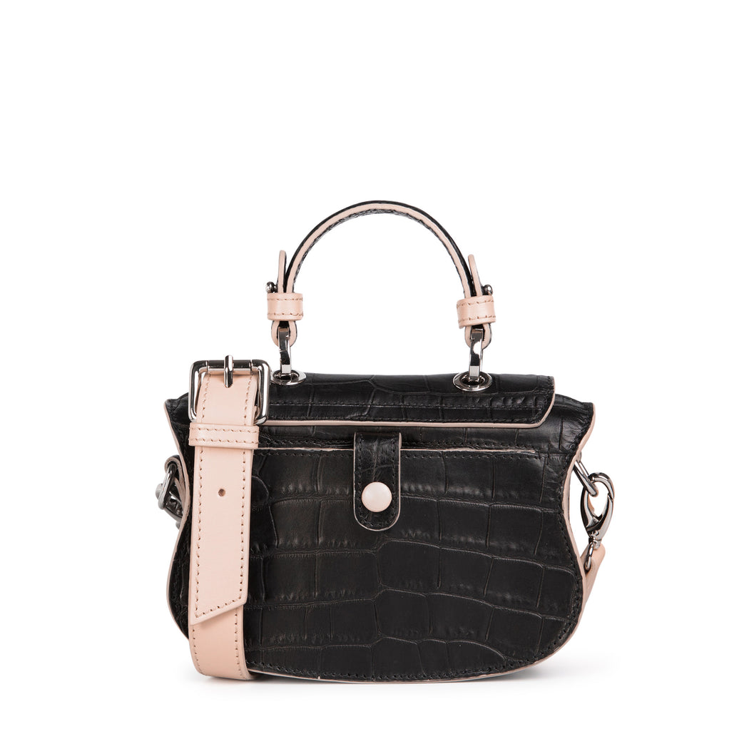 Luxury crossbody bag, mini: Cross embossed leather handbag for women