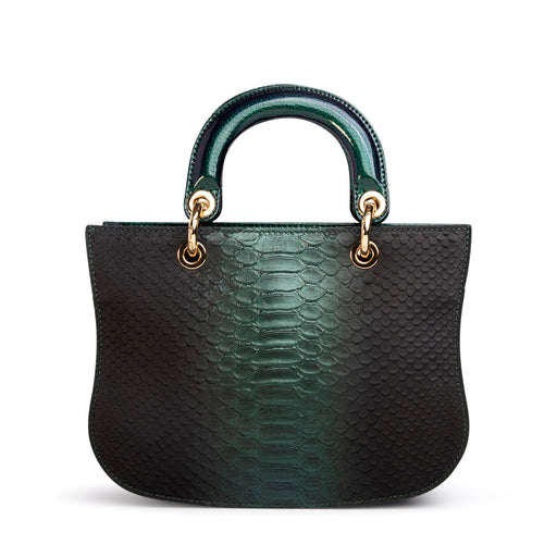 Designer satchel handbag: Green snakeskin purse
