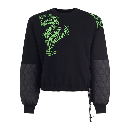 Resilient Unisex Crewneck Sweatshirt with Quilted Sleeve, Black