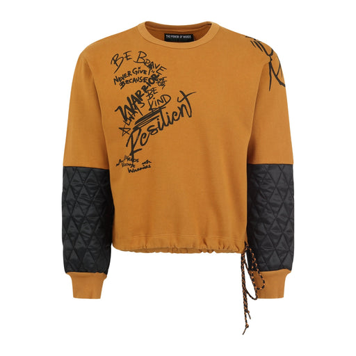 Resilient Unisex Crewneck sweatshirt with Quilted Sleeve in Camel