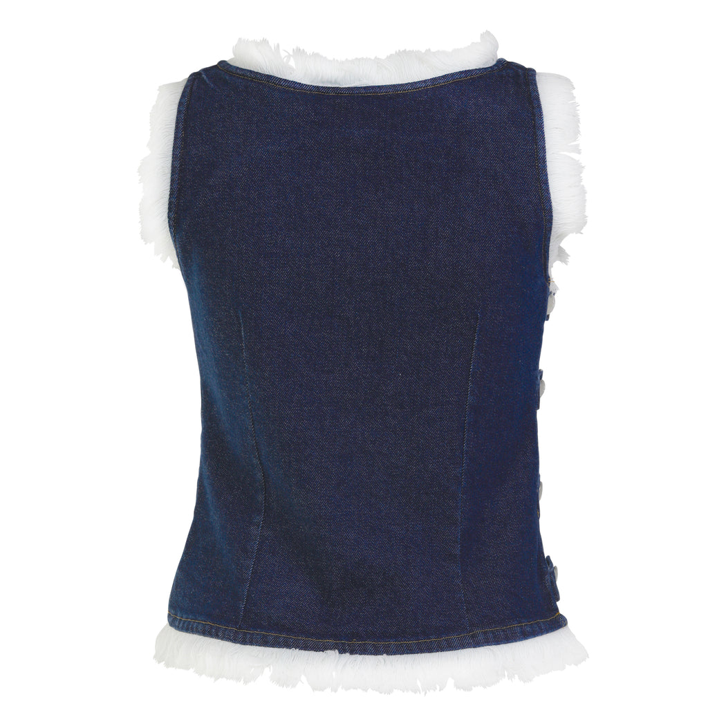 Crop Blouse in Indigo Denim