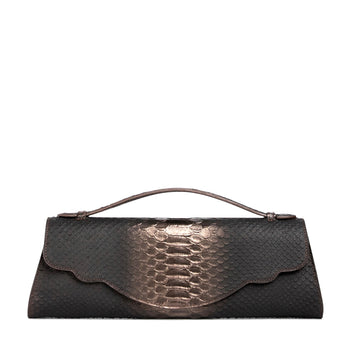 Designer evening bag: Snakeskin purse in pewter leather
