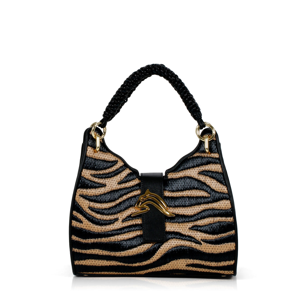 Empire Cheetah Mini Hobo Bag: Designer Bag in Raffia Print
