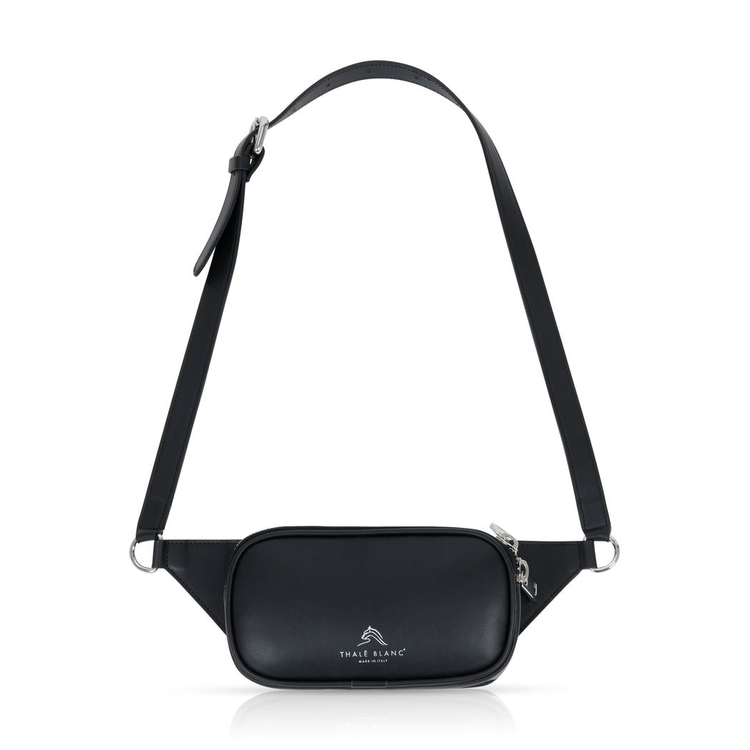 Unisex Belt Bag: Designer Handbag in Black Leather