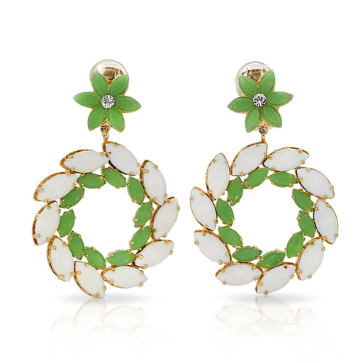 Byzantine Round Earrings in Green and White
