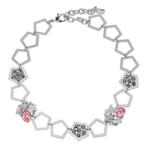 Honeycomb Strand Rhodium Plated Necklace