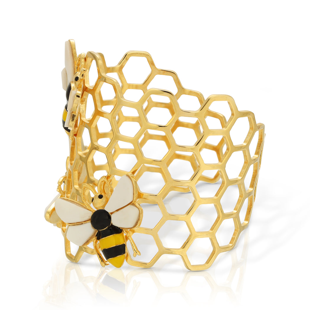 Honeycomb Bee Enamel Bracelet