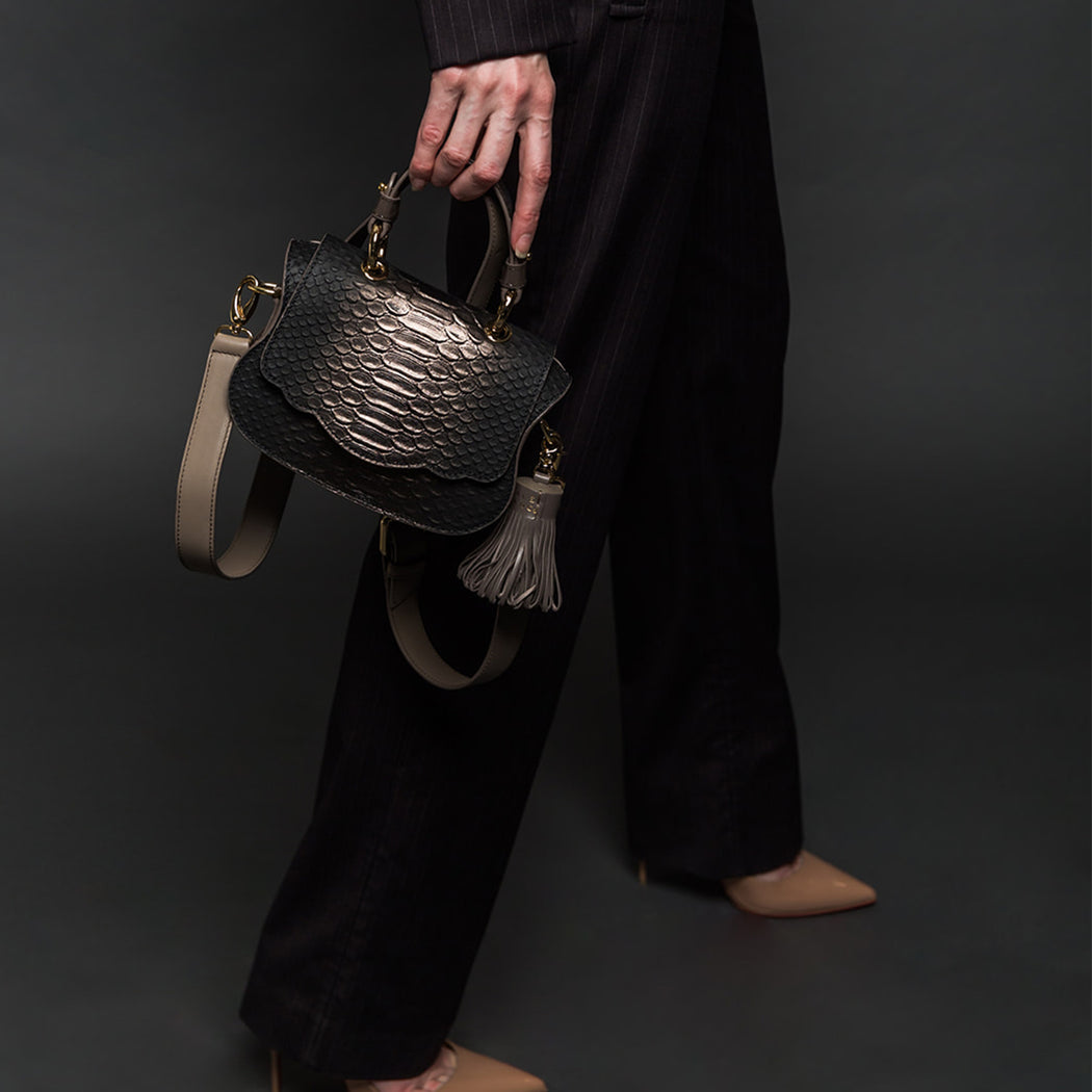 Audrey Micro Croc-Embossed Designer Crossbody Bag