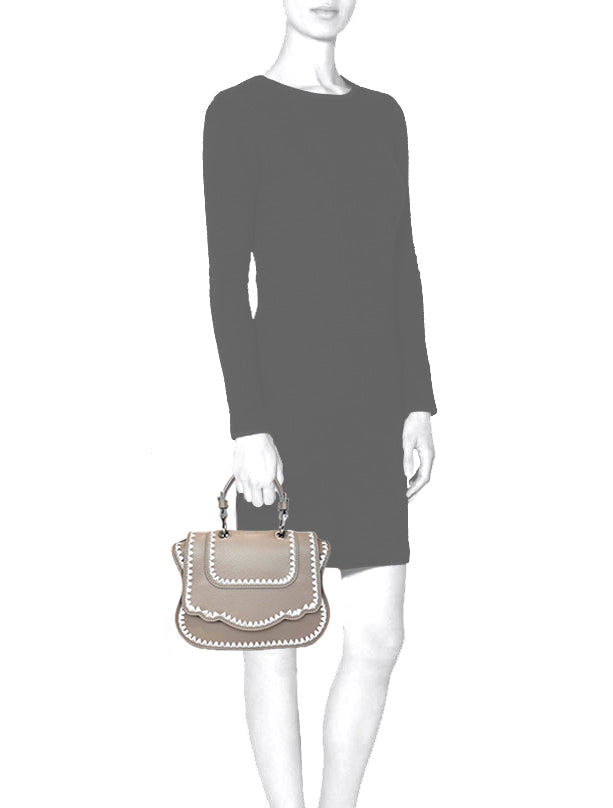Audrey Crossbody: Designer Crossbody in Taupe/Ivory