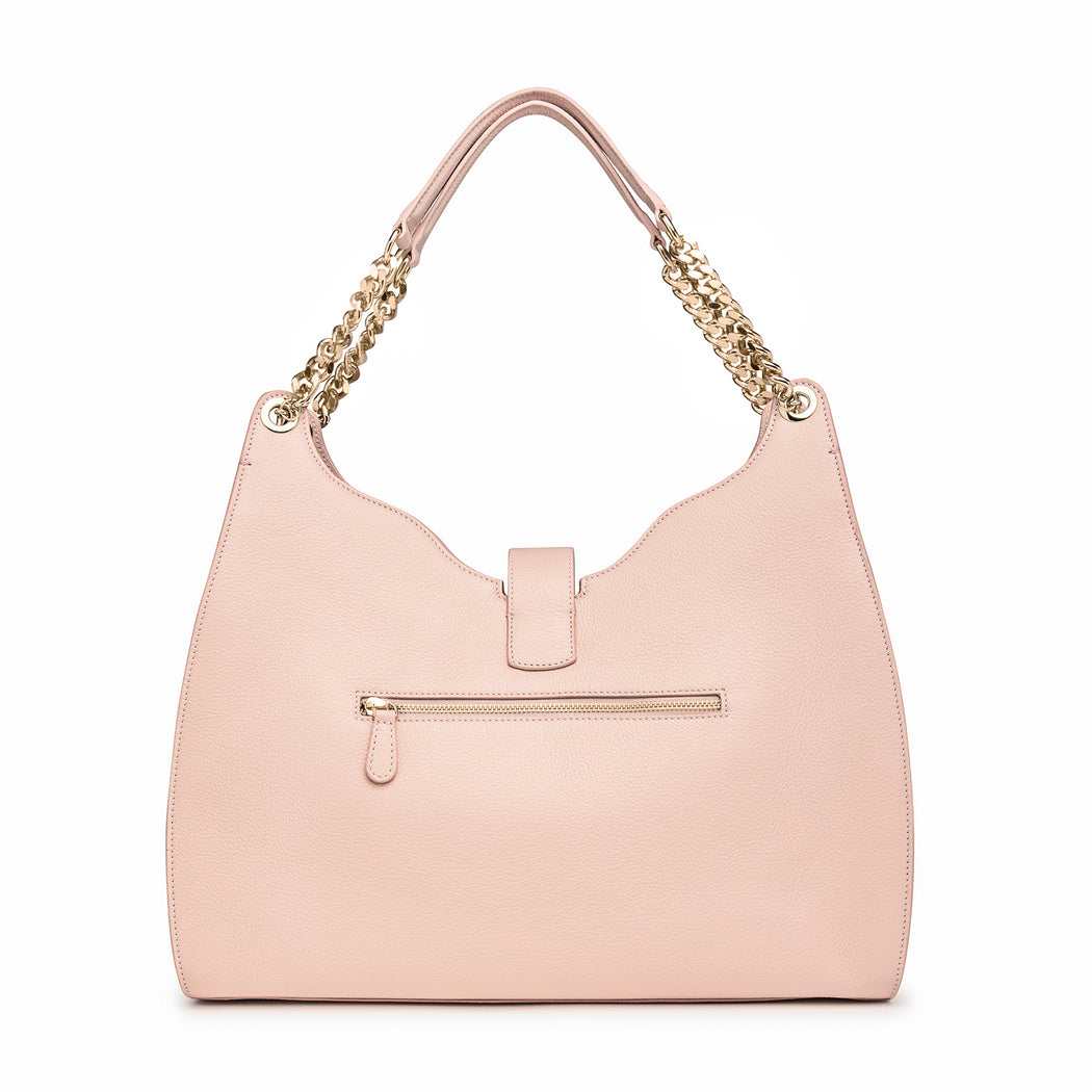 Shoulder bag, leather: Designer hobo bag in nude-pink