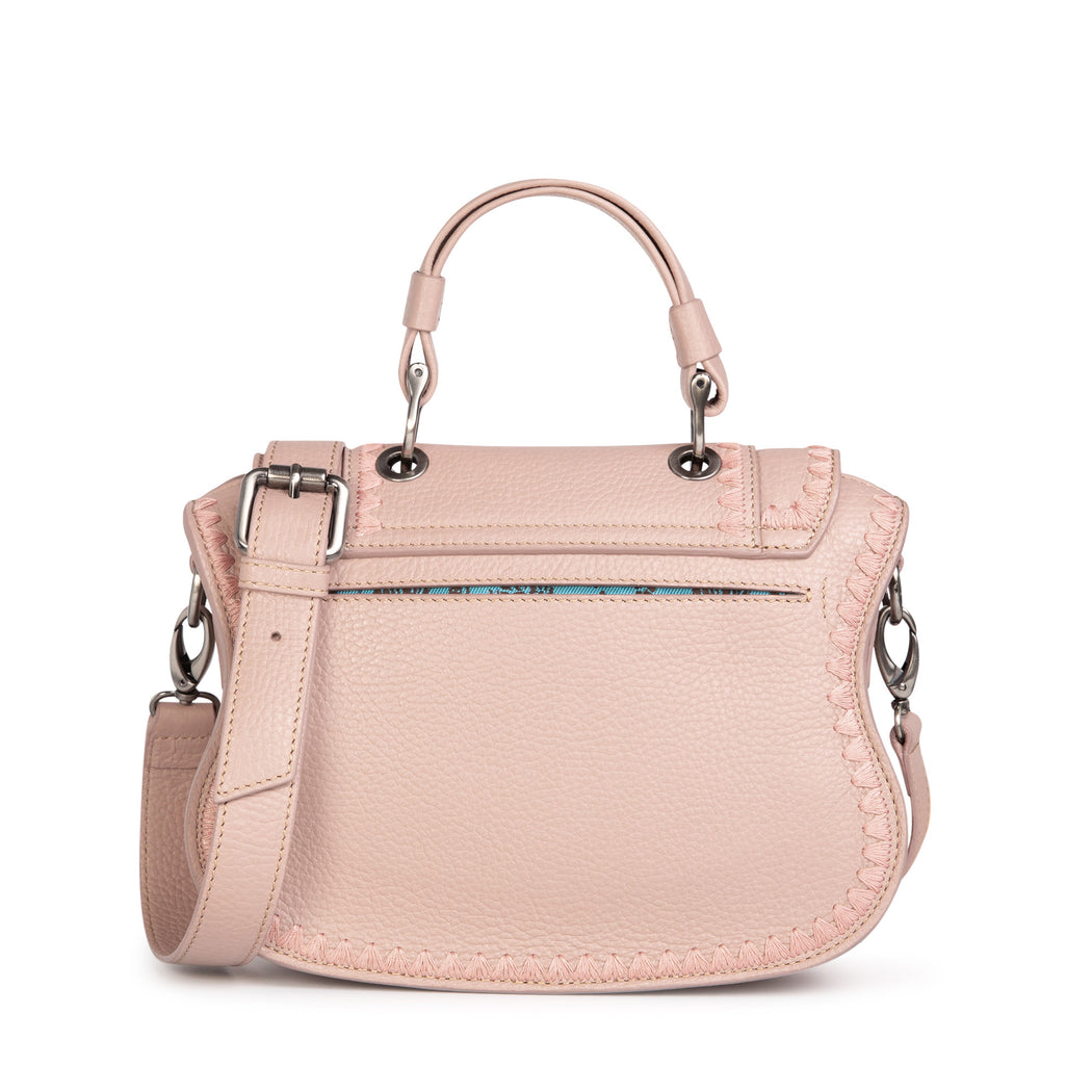 Luxury handbag in pink leather