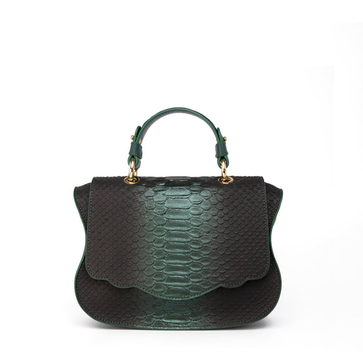 Audrey Couture: Designer Crossbody Bag in Green Embossed Leather