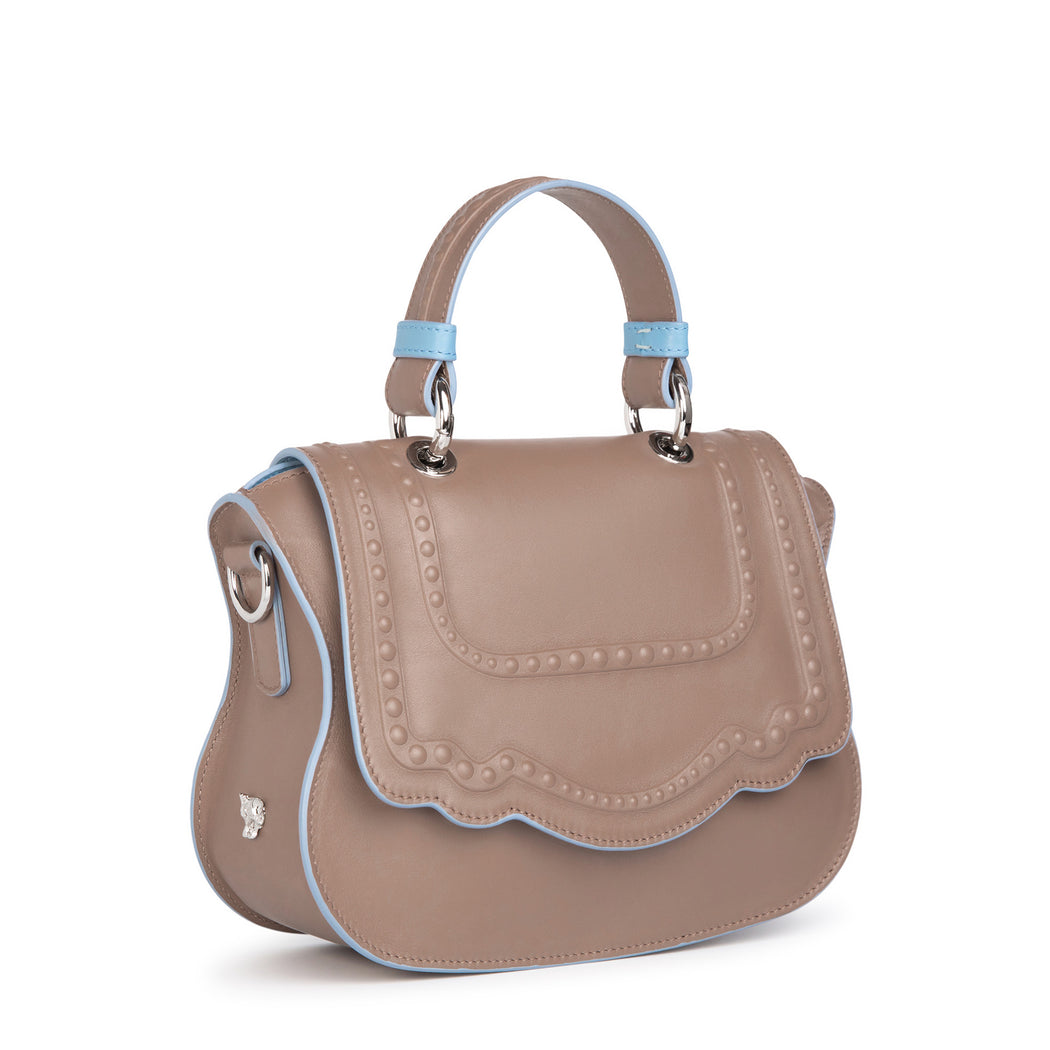 Luxury handbag in classic Audrey handbag style