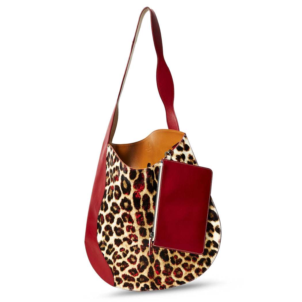 Large designer leopard print tote bag
