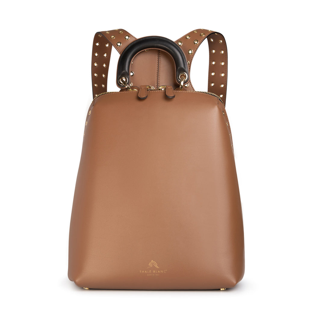 Women's designer backpack in brown leather