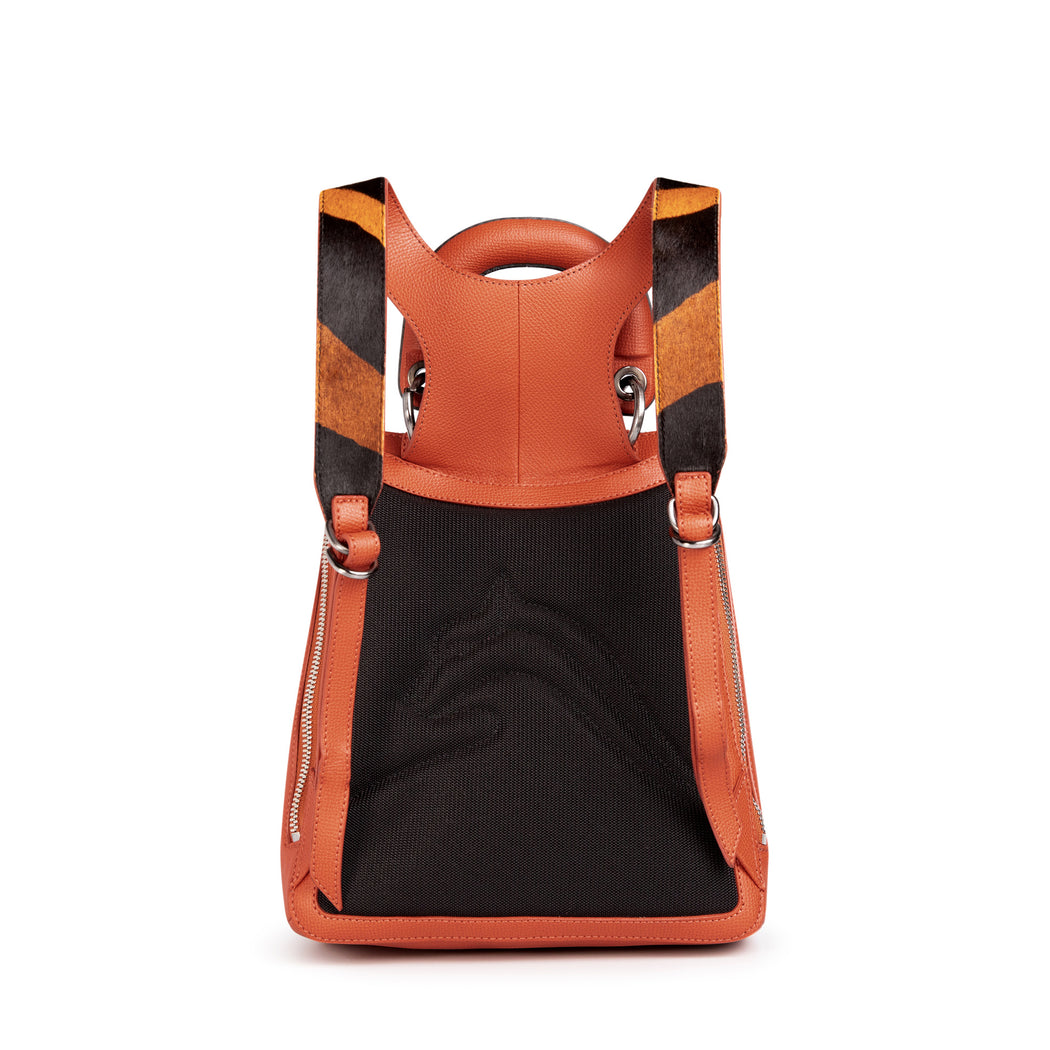 Racer Haircalf Mini: Women's Designer Backpack, Orange Leather – Thale Blanc
