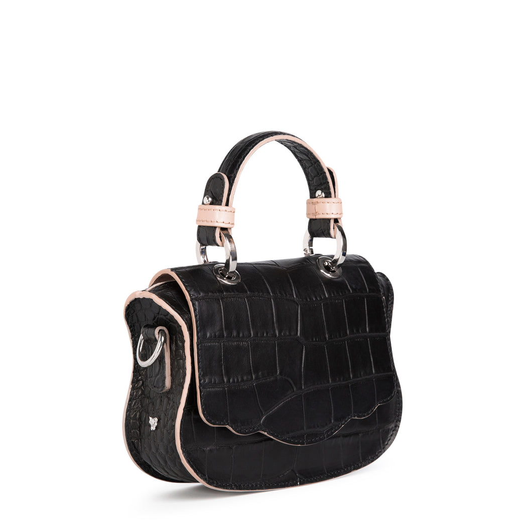 Luxury handbag: Croc-embossed crossbody bag, mini