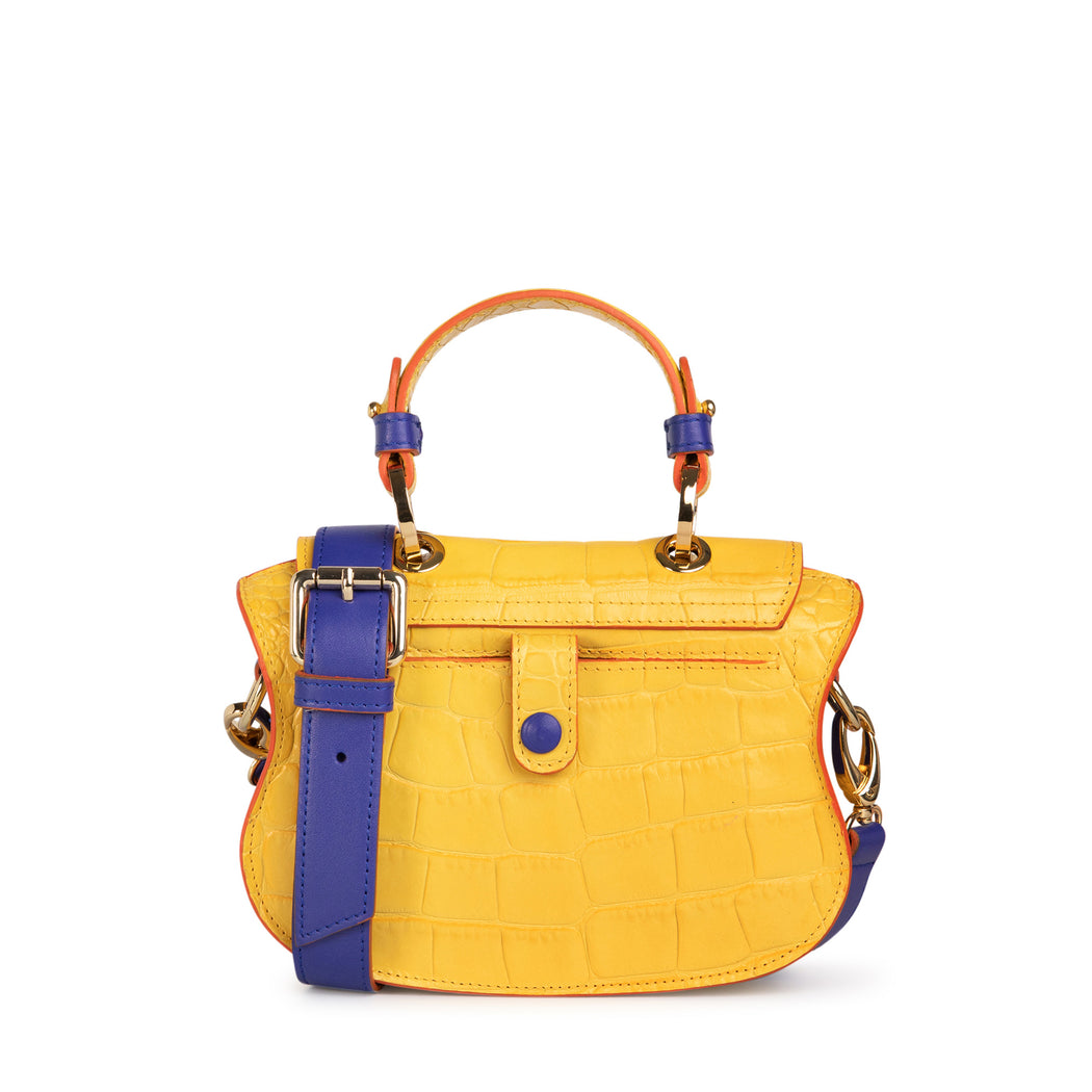 Audrey Micro: Yellow Croc-Embossed Designer Crossbody Bag