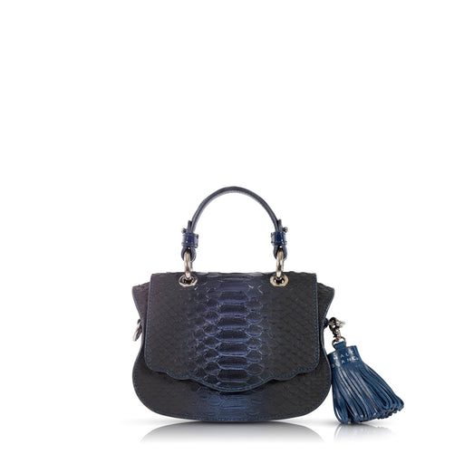 Audrey Micro: Midnight Blue Embossed Leather Designer Crossbody Bag