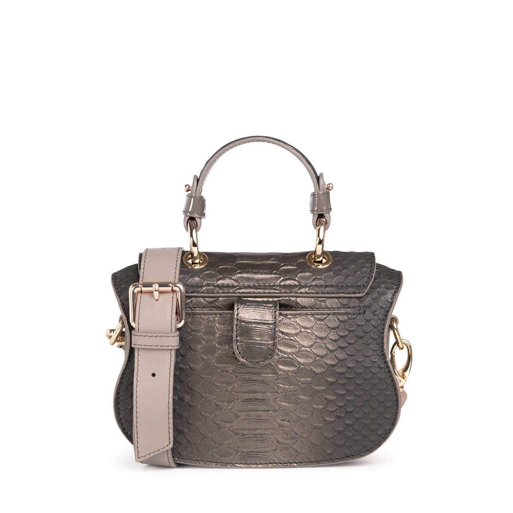 Luxury handbag: Snakeskin handbag in pewter leather