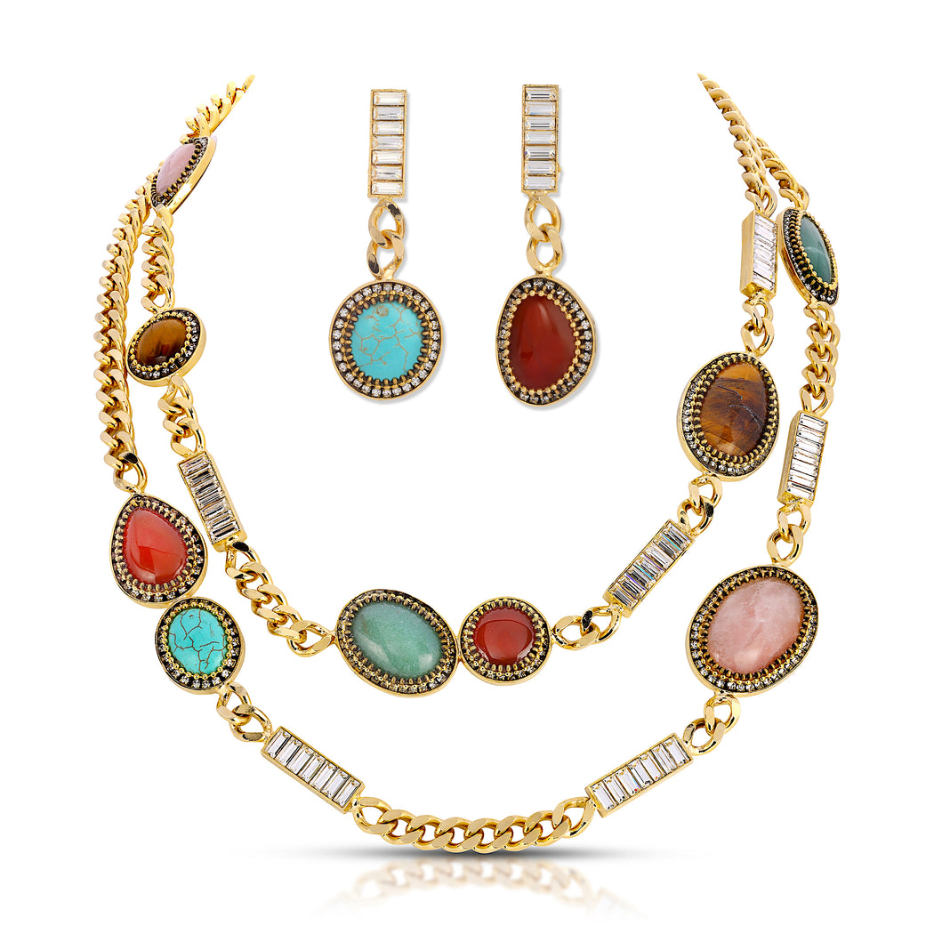 Byzantine Long Necklace and Earring Set