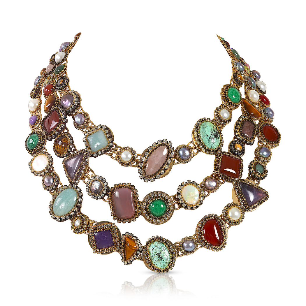 Byzantine 3 Tier Necklace Earring Set