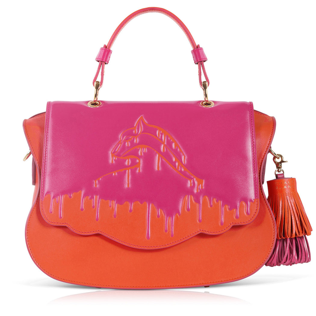 Designer inspired 'V' handbag Orange