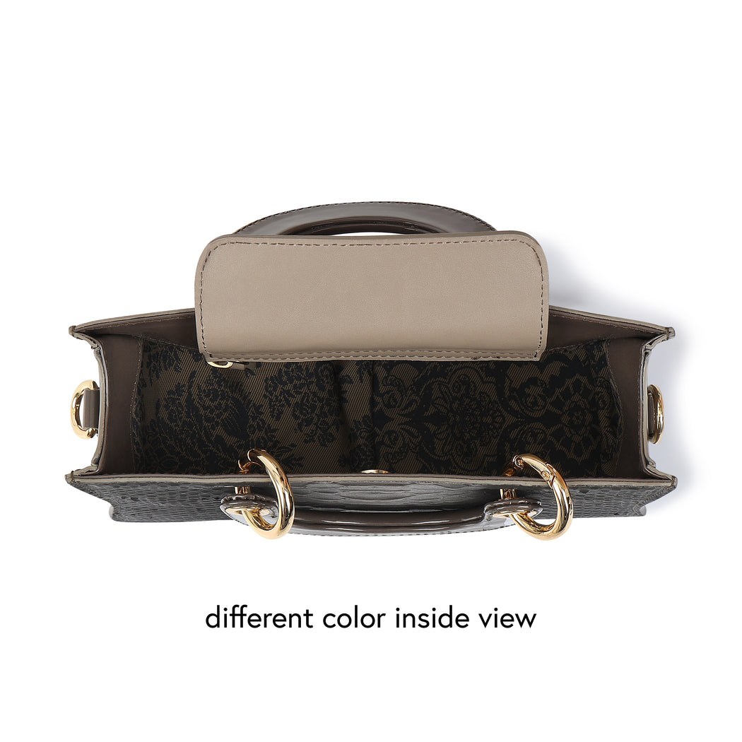 Mademoiselle Satchel: Designer Crossbody Bag in Black Leather with Crystals